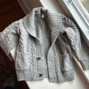 3T Janie and Jack shawl collar cable knit sweater grey